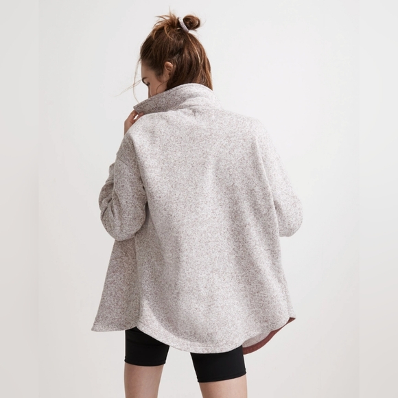 MWL Madewell (Re)sourced Sweater Fleece Shirt Jacket Heather Pale Thistle Brown - Picture 2 of 10